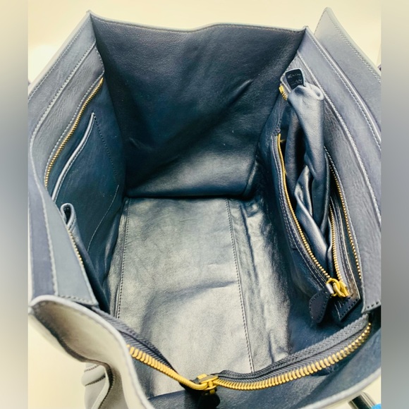 Auth Celine Large Marine Blue Smooth Calfskin Luggage Tote Ex+ Phantom Satchel - Picture 16 of 16